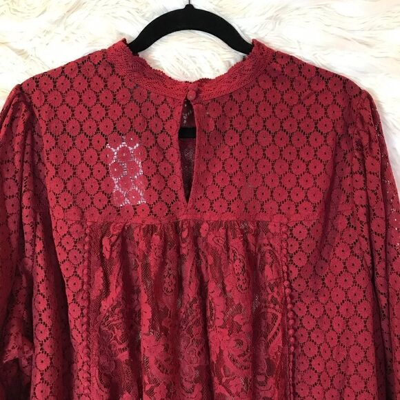 Torrid Red Lace Blouse, Long Sleeve, Puff Sleeves, Vintage inspired - Picture 8 of 16